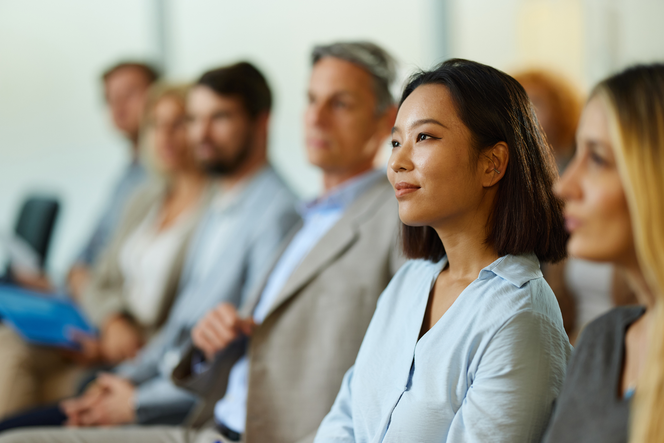 coworkers watching a presentation